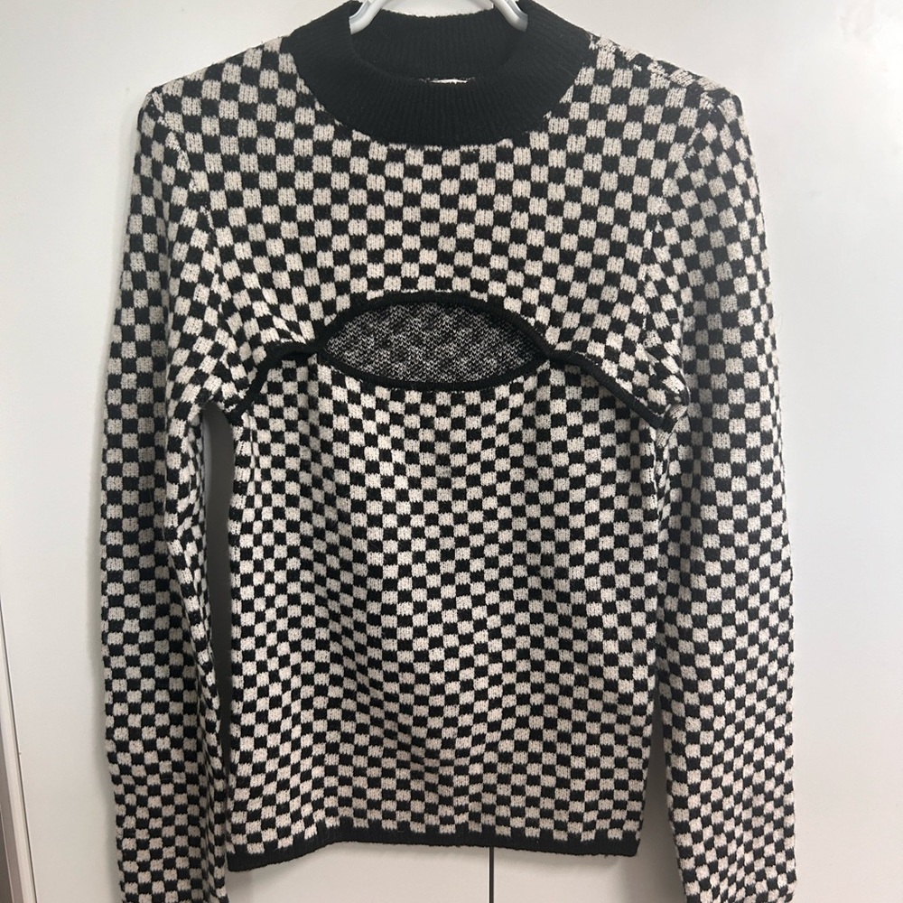 OAK+FORT Checkered Sweater with Front Cut Out